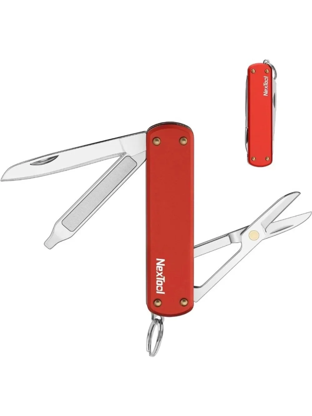 5-in-1 Mini Keychain Multitool Knife with Scissors, Screwdrivers & Nail File